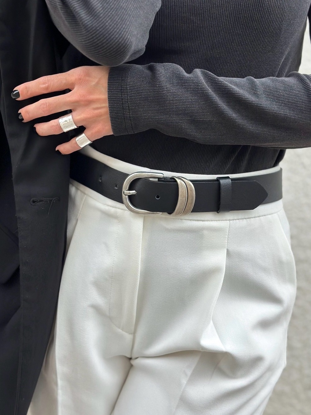 Handmade Black Leather Belt